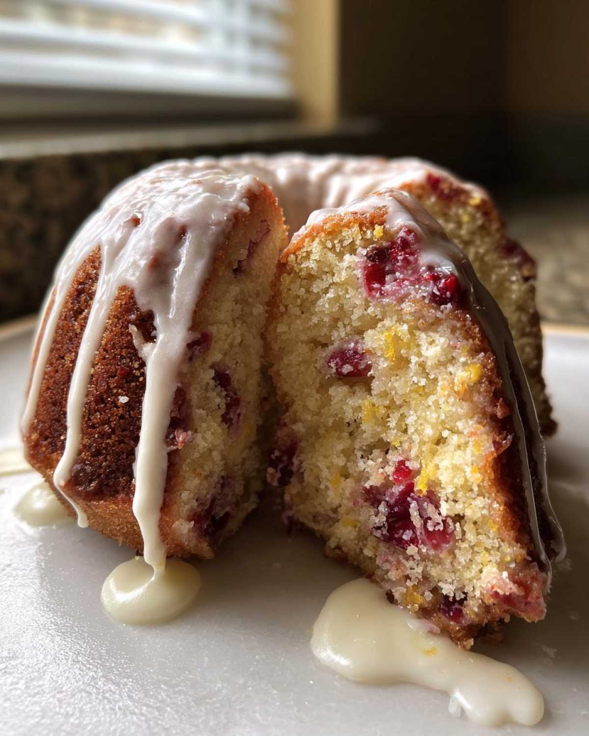 Cranberry Orange Bundt Cake with Maple Glaze - detail 2