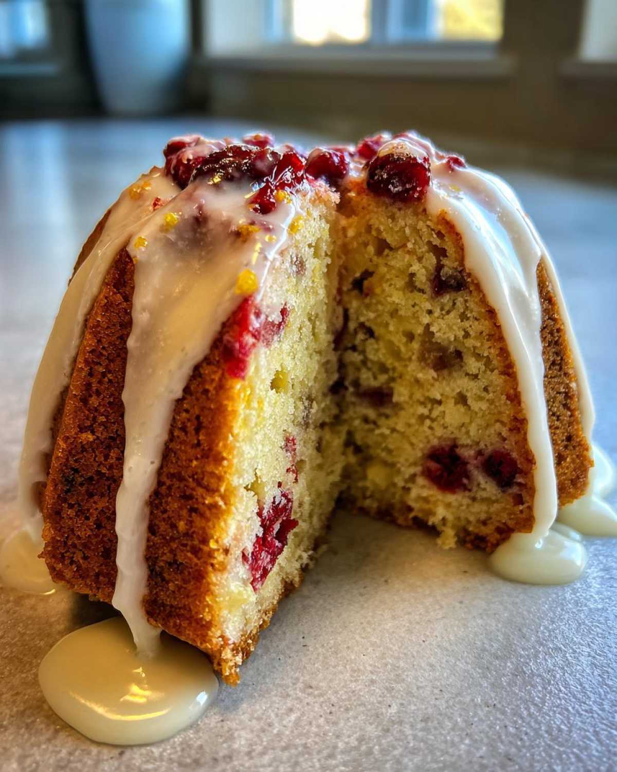 Cranberry Orange Bundt Cake with Maple Glaze - detail 4
