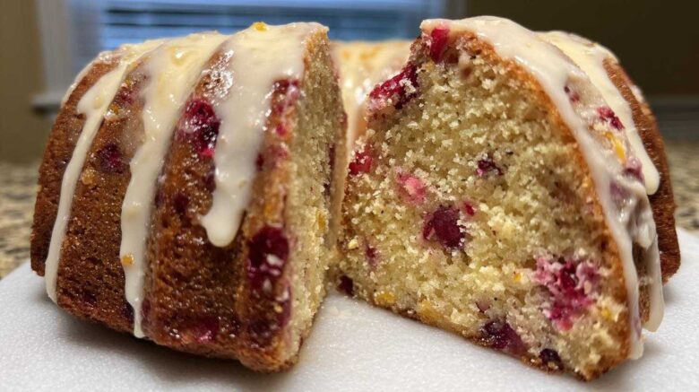 Cranberry Orange Bundt Cake with Maple Glaze