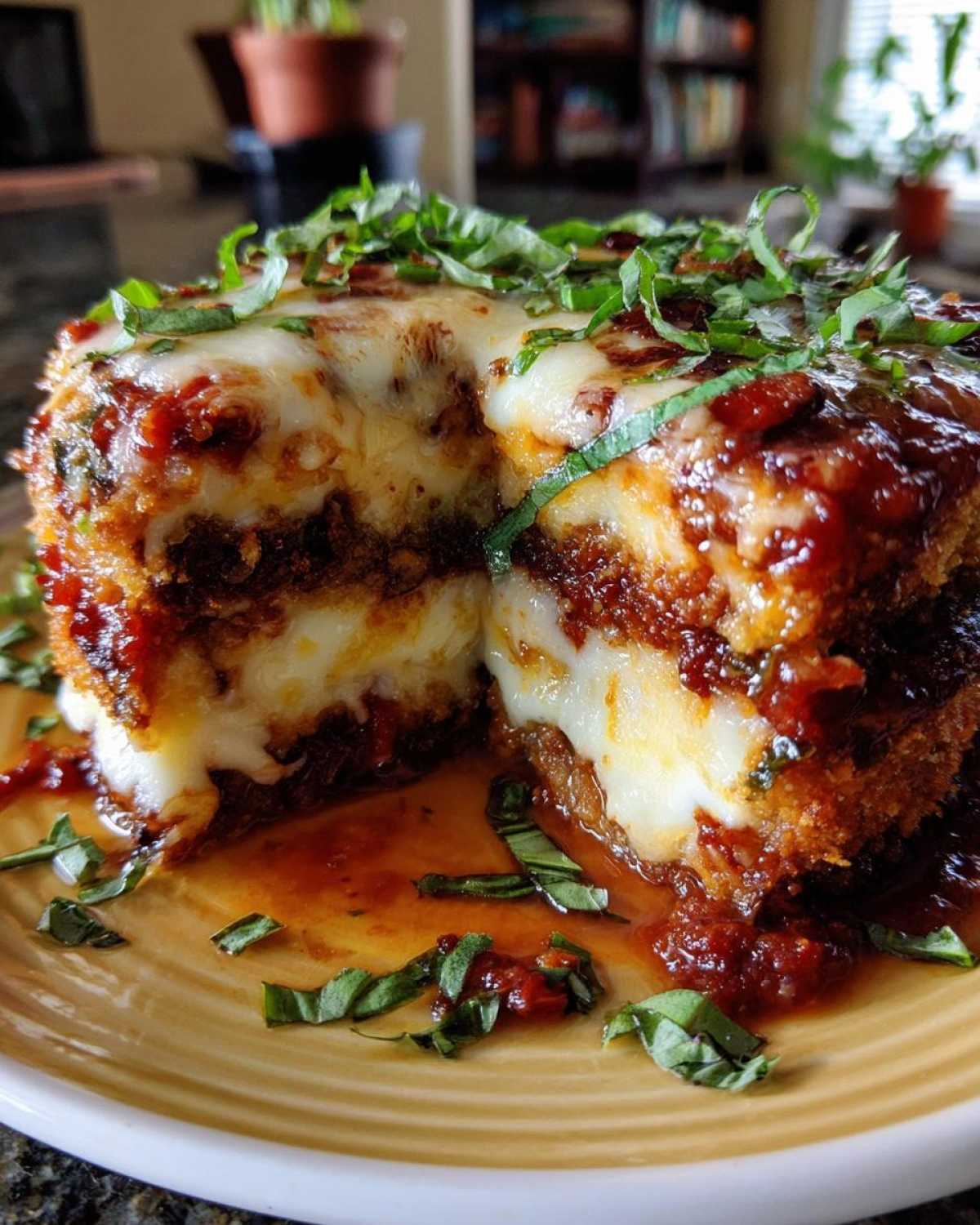 Eggplant Parmesan Stack with Herbs - detail 1
