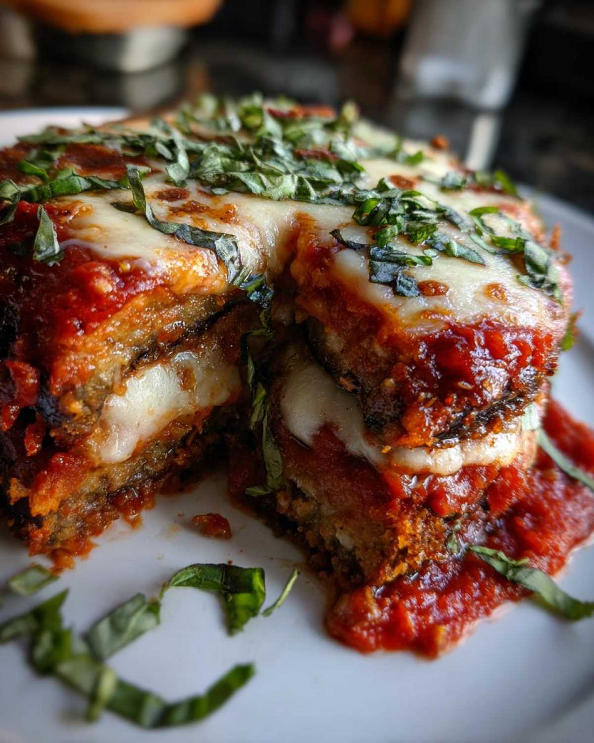 Eggplant Parmesan Stack with Herbs - detail 2