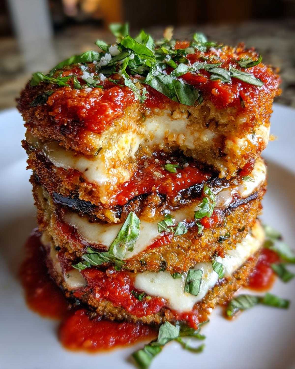 Eggplant Parmesan Stack with Herbs - detail 4