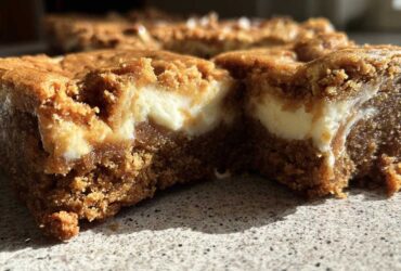 Gingerbread Blondie Bars with Cream Cheese Swirl