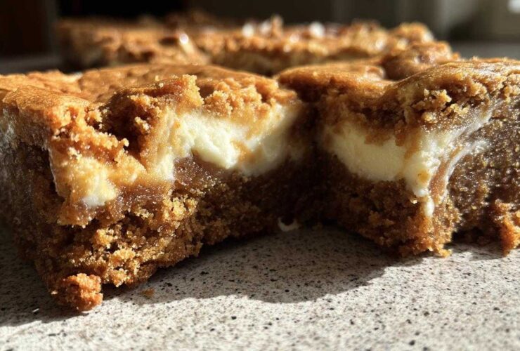 Gingerbread Blondie Bars with Cream Cheese Swirl