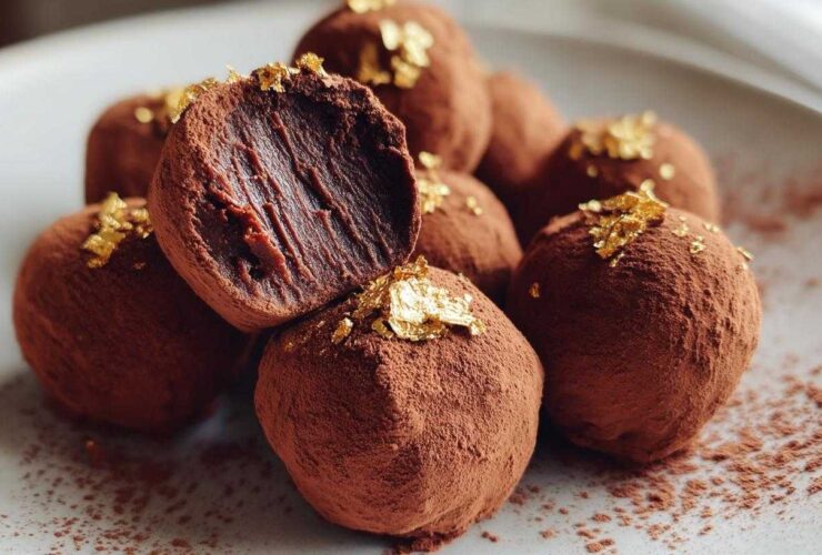 Hazelnut Espresso Truffles with Gold Leaf