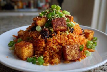 Kimchi Fried Rice with Crispy Tofu