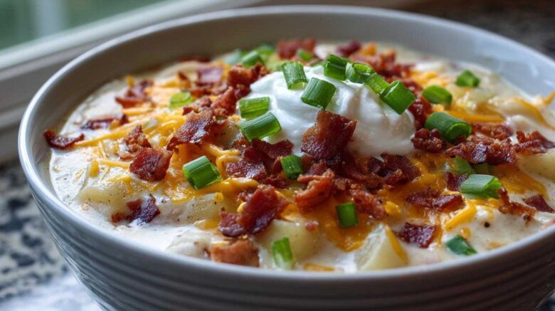 Loaded Baked Potato Soup with Bacon Crumbles