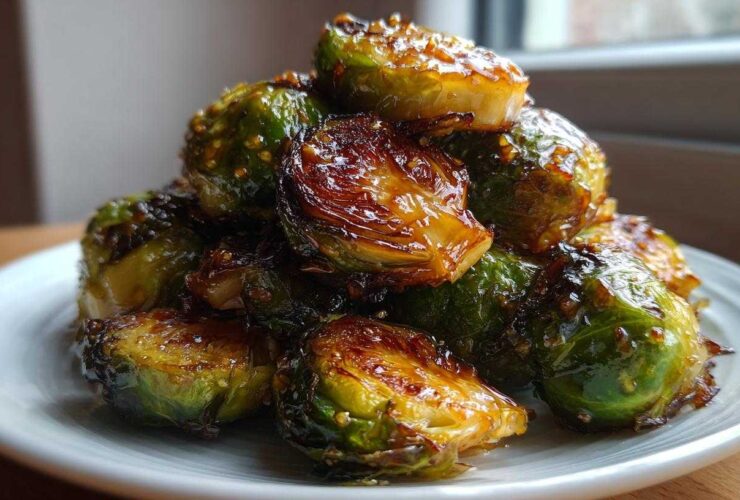 Maple Mustard Glazed Brussels Sprouts