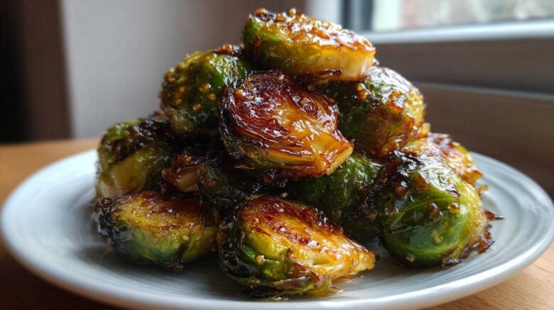 Maple Mustard Glazed Brussels Sprouts