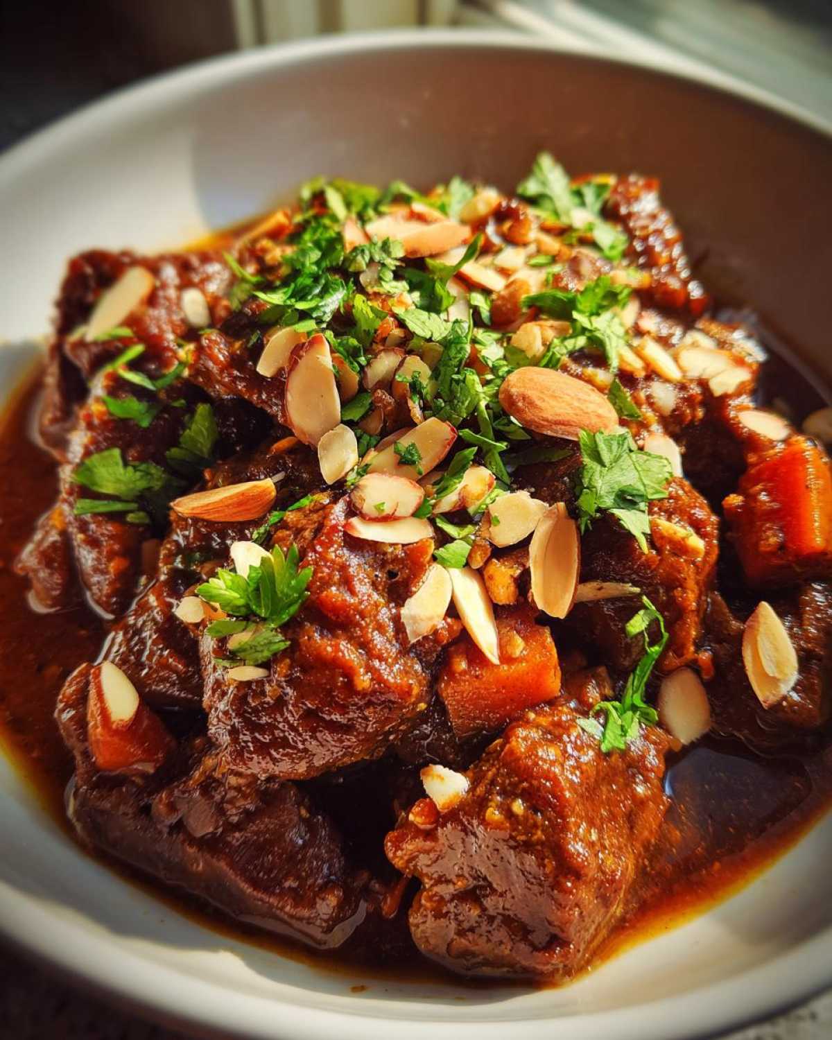 Moroccan-Spiced Beef Stew with Almonds - detail 2
