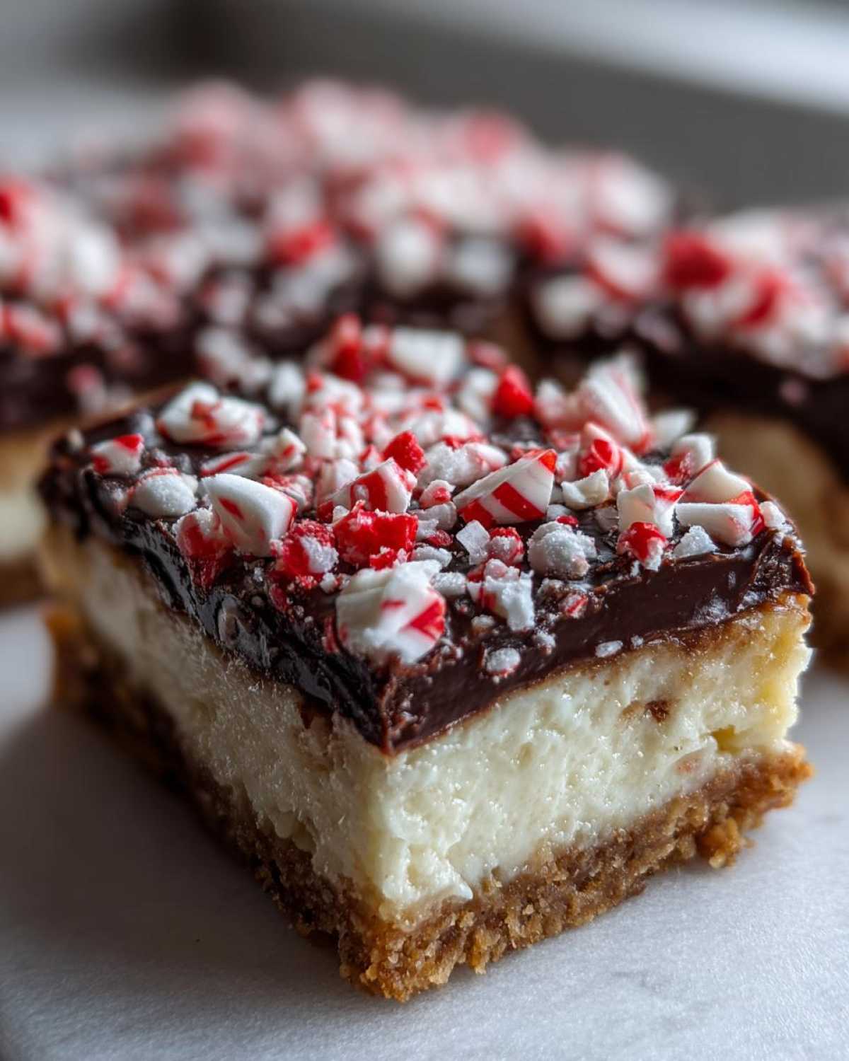 Peppermint Bark Cheesecake Bars - detail 1