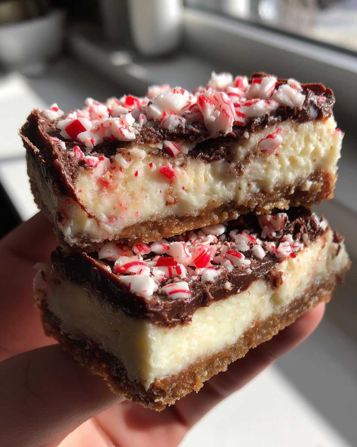 Peppermint Bark Cheesecake Bars - detail 2