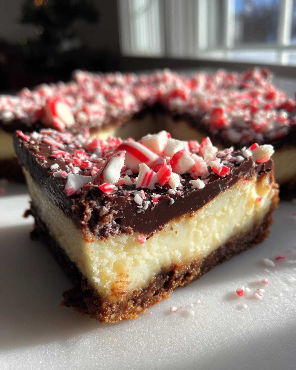 Peppermint Bark Cheesecake Bars - detail 3
