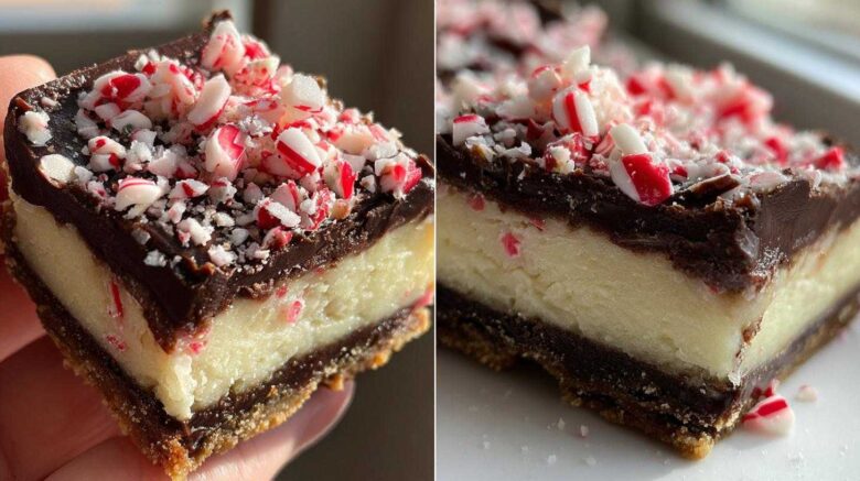 Peppermint Bark Cheesecake Bars