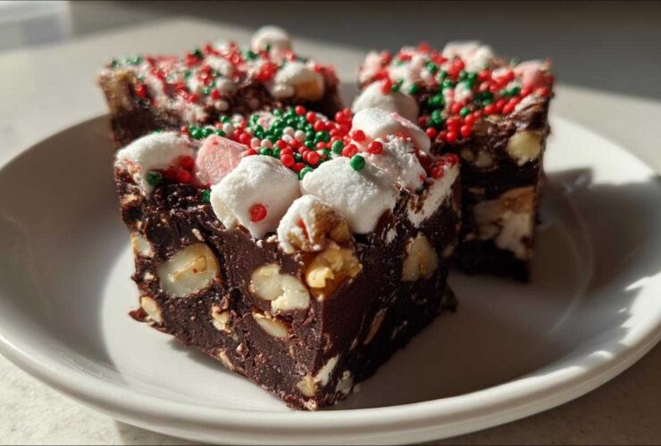 Peppermint Marshmallow Rocky Road Fudge