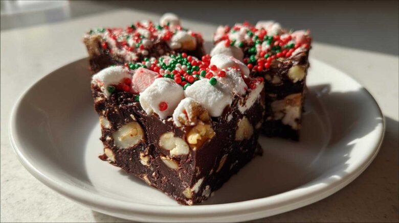 Peppermint Marshmallow Rocky Road Fudge
