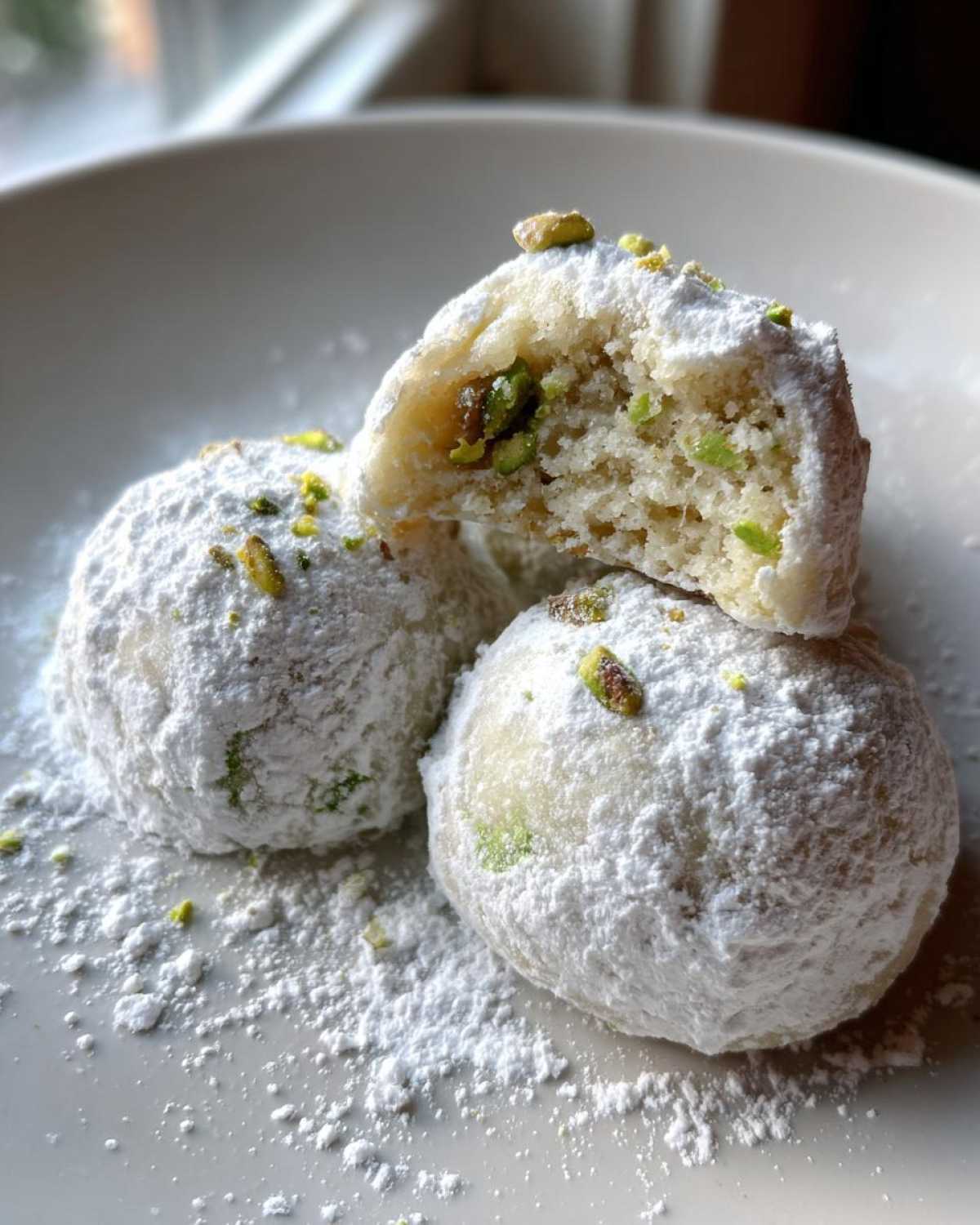 Pistachio Rosewater Snowball Cookies - detail 1