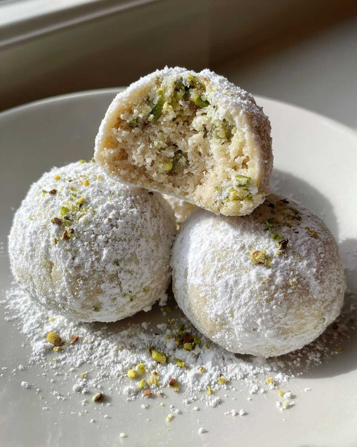 Pistachio Rosewater Snowball Cookies - detail 2