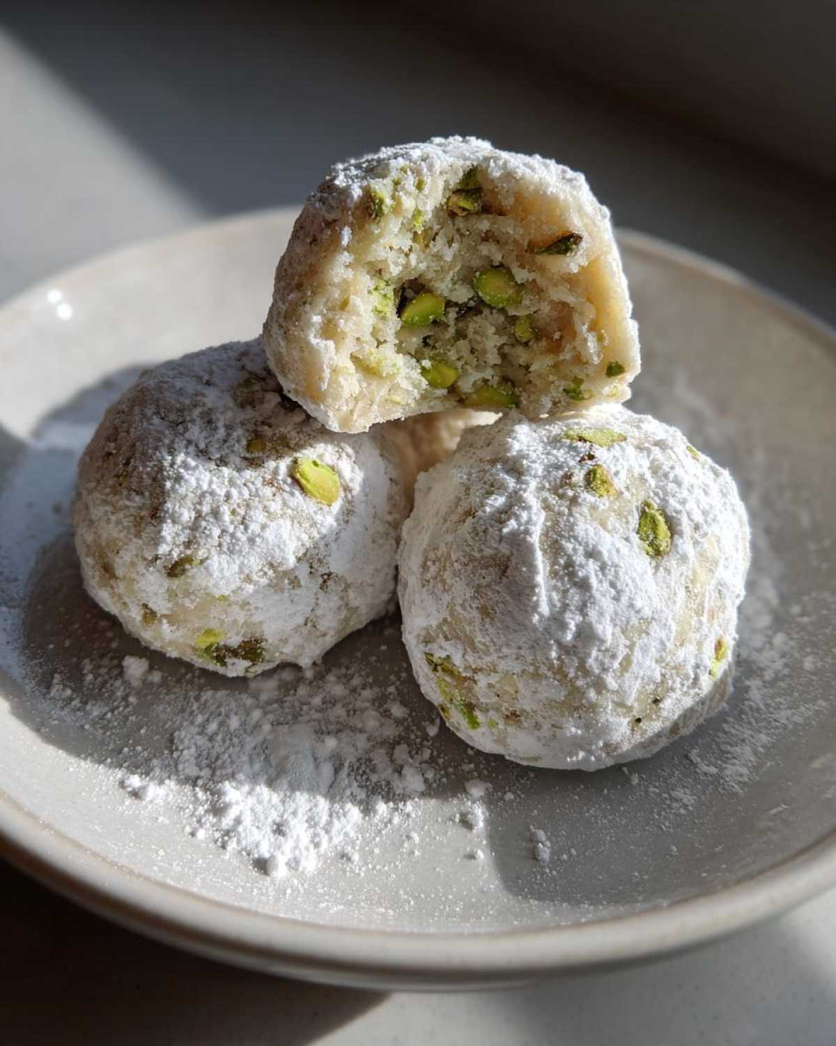 Pistachio Rosewater Snowball Cookies - detail 3