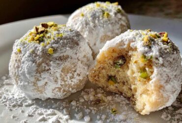 Pistachio Rosewater Snowball Cookies