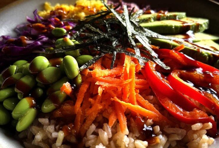Rainbow Veggie Sushi Bowls with Brown Rice