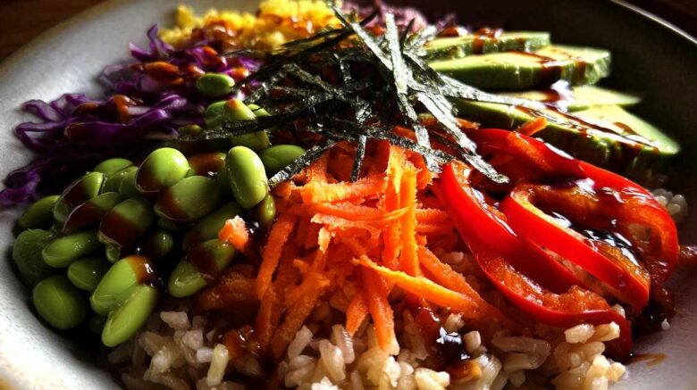 Rainbow Veggie Sushi Bowls with Brown Rice