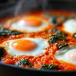 Roasted Red Pepper and Spinach Shakshuka
