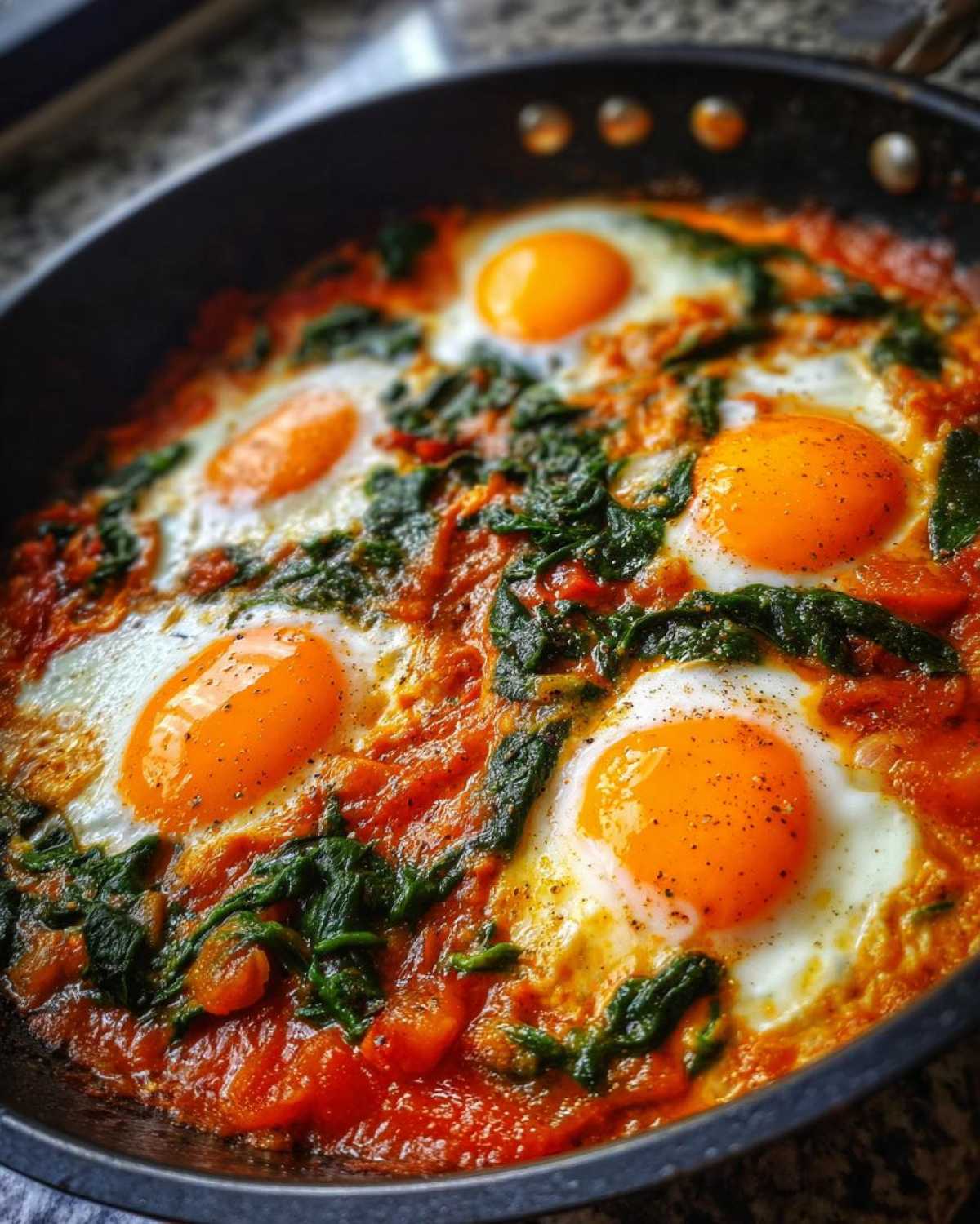 Roasted Red Pepper and Spinach Shakshuka - detail 4