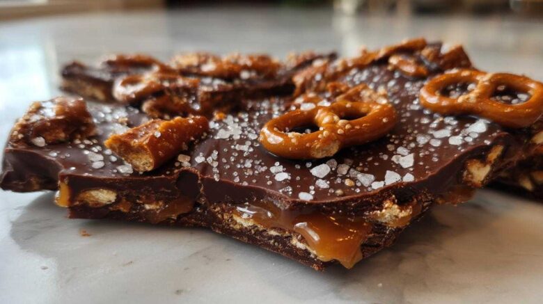 Smoked Sea Salt Caramel Pretzel Bark