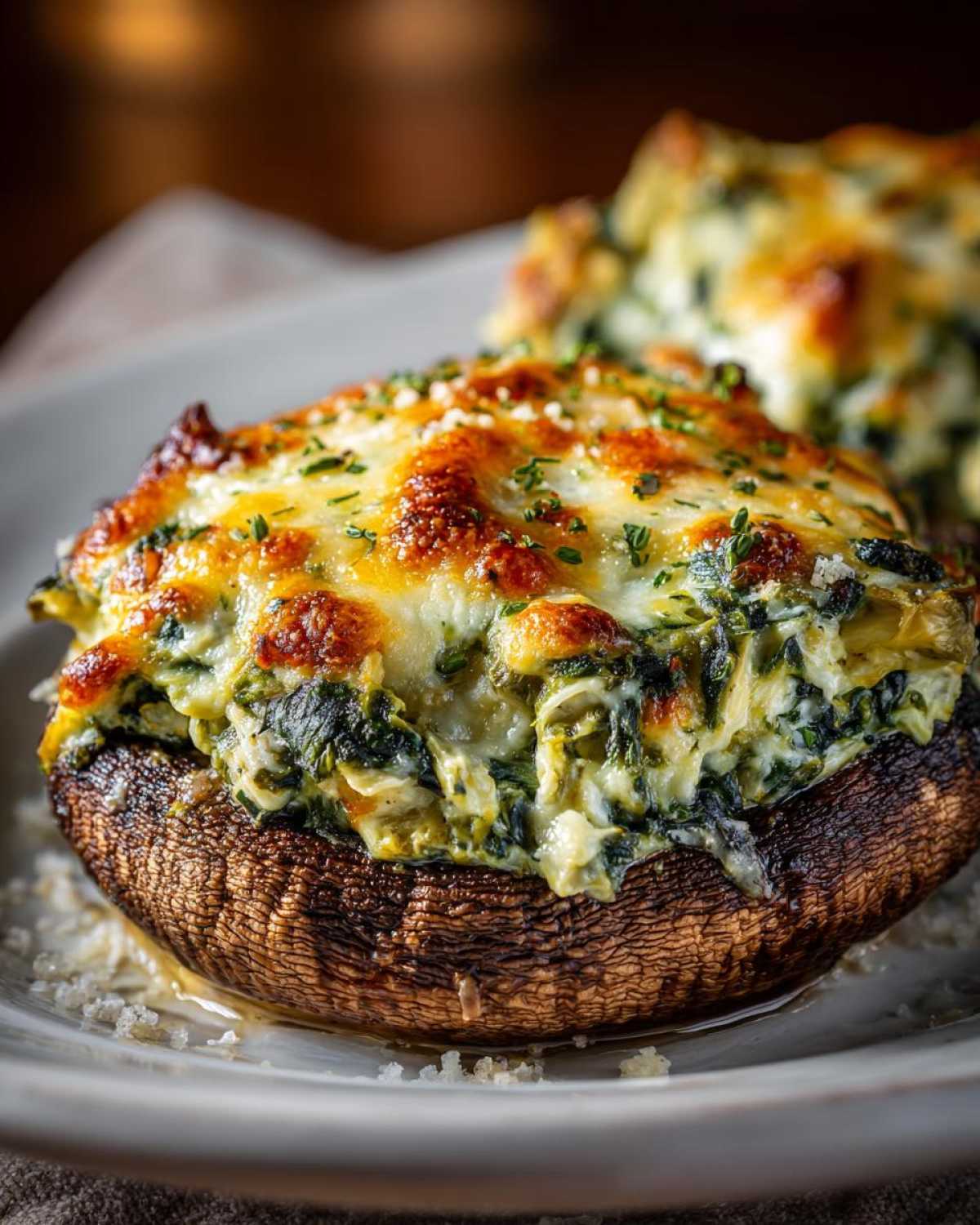 Spinach Artichoke Stuffed Portobello Mushrooms - detail 2