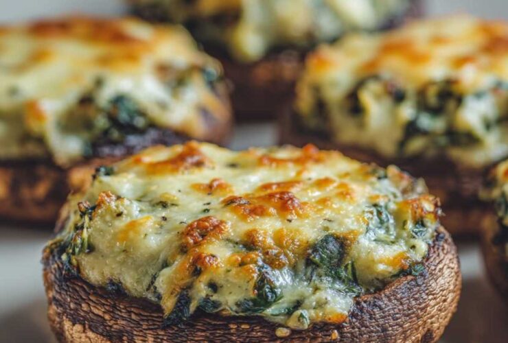 Spinach Artichoke Stuffed Portobello Mushrooms
