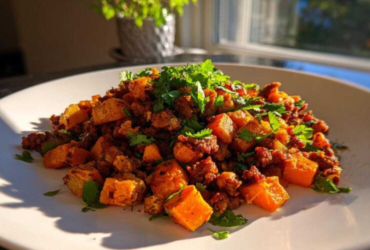 Sweet Potato Cinnamon Hash with Chorizo