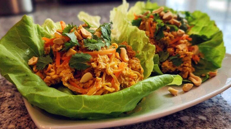 Tempeh Pad Thai Lettuce Wraps