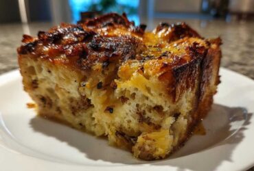 Triple Cheese Onion Bread Pudding