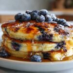 Blueberry Lemon Ricotta Pancakes with Syrup