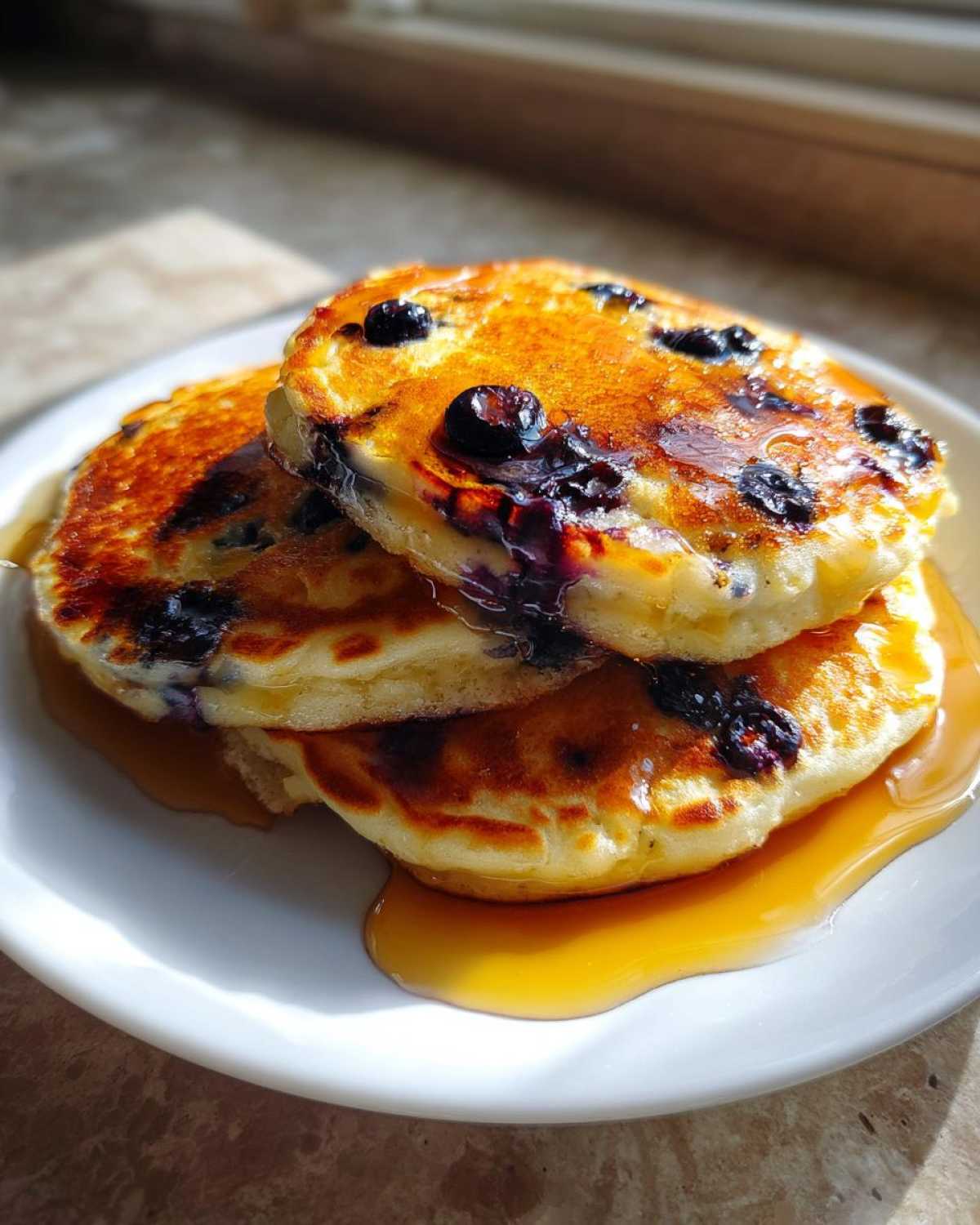 Blueberry Lemon Ricotta Pancakes with Syrup - detail 4