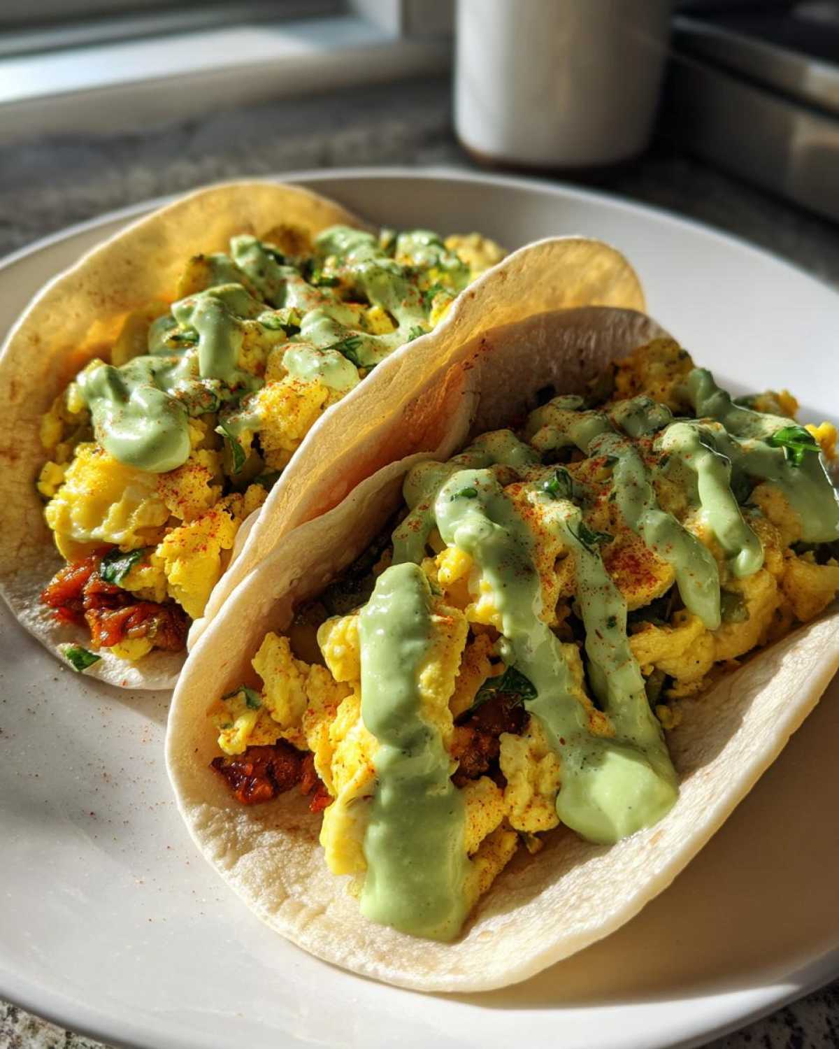 Breakfast Tacos with Avocado Crema (Morning Fiesta) - detail 1