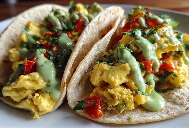 Breakfast Tacos with Avocado Crema (Morning Fiesta)