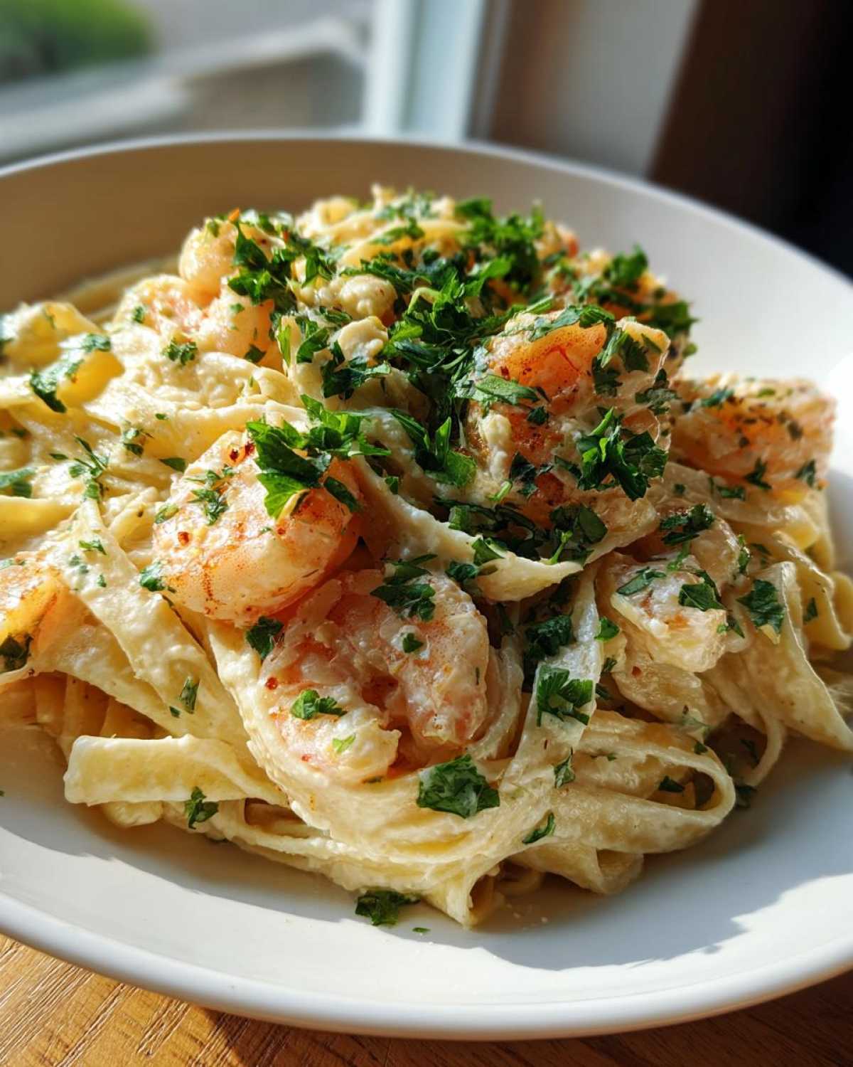 Cajun Shrimp Alfredo Pasta with Parsley - detail 2