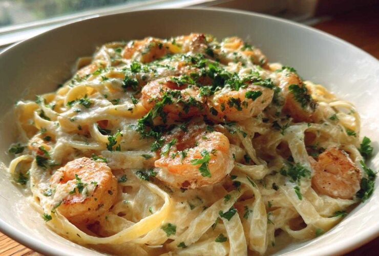 Cajun Shrimp Alfredo Pasta with Parsley
