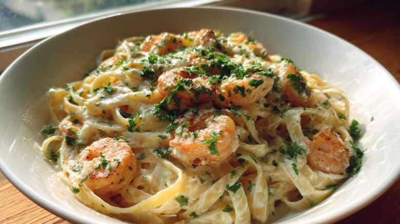 Cajun Shrimp Alfredo Pasta with Parsley