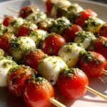 Caprese Skewers with Pesto