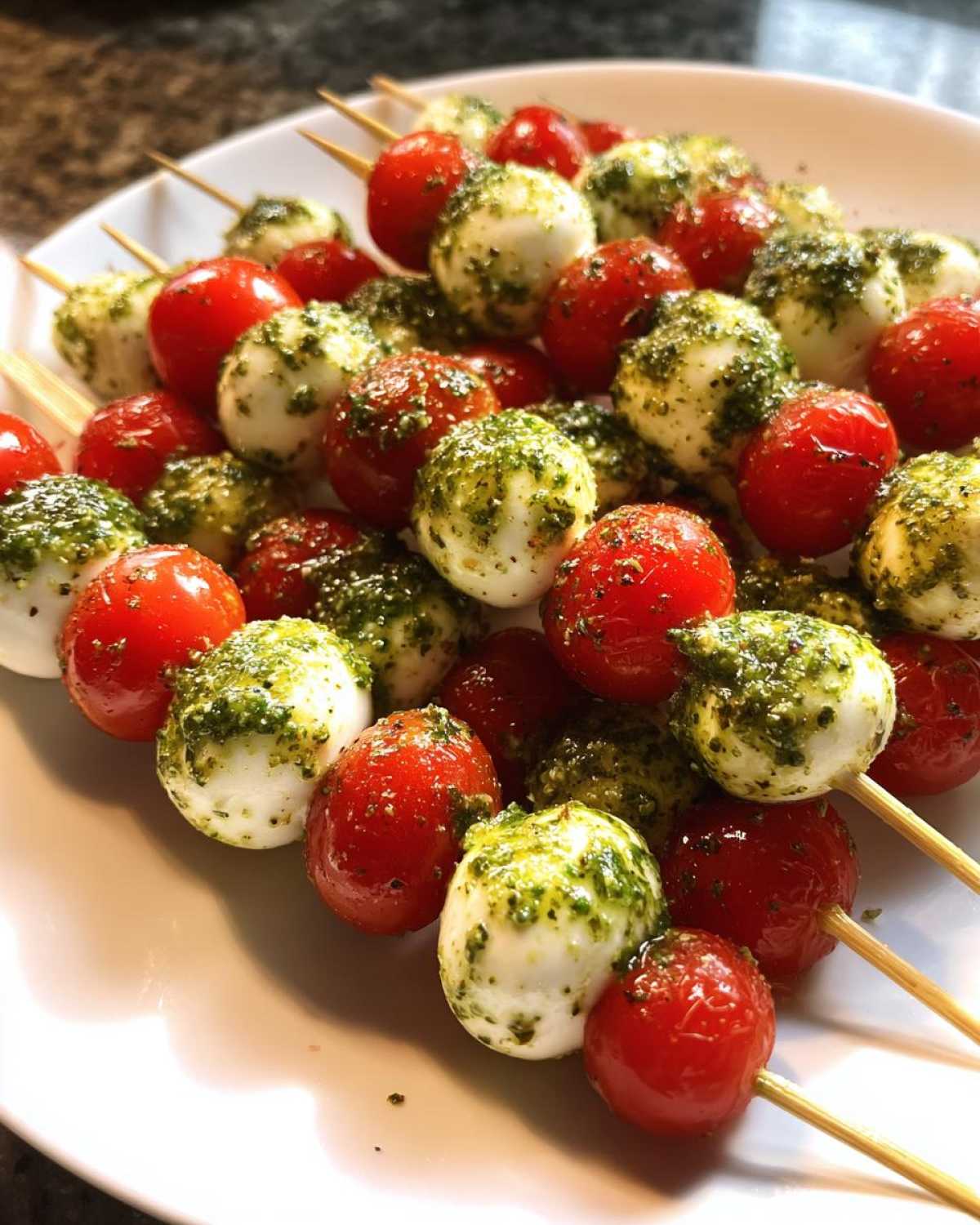 Caprese Skewers with Pesto - detail 3