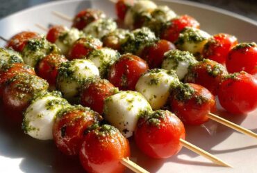 Caprese Skewers with Pesto