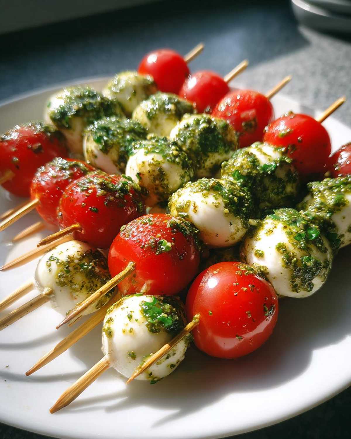 Caprese Skewers with Pesto - detail 4