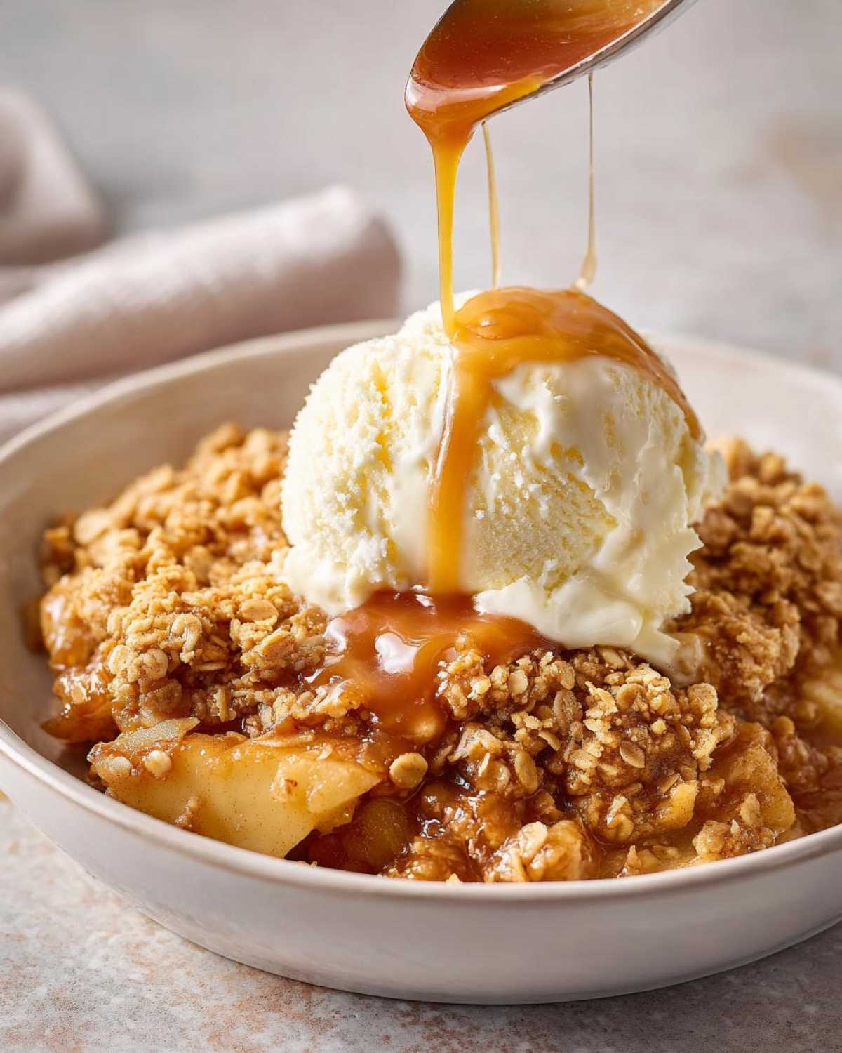 Caramel Apple Crisp with Ice Cream - detail 2