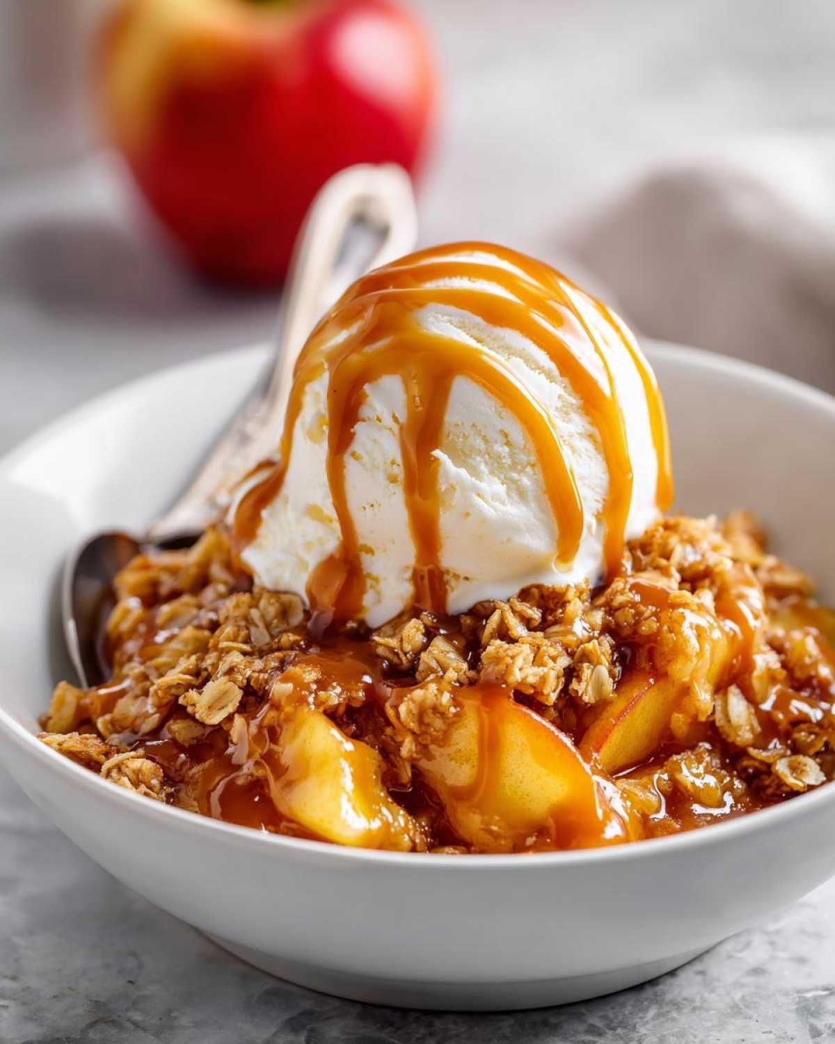 Caramel Apple Crisp with Ice Cream - detail 3