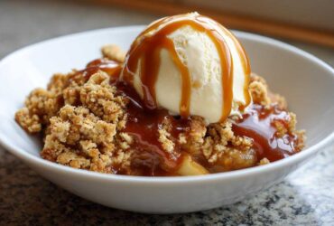 Caramel Apple Crisp with Ice Cream