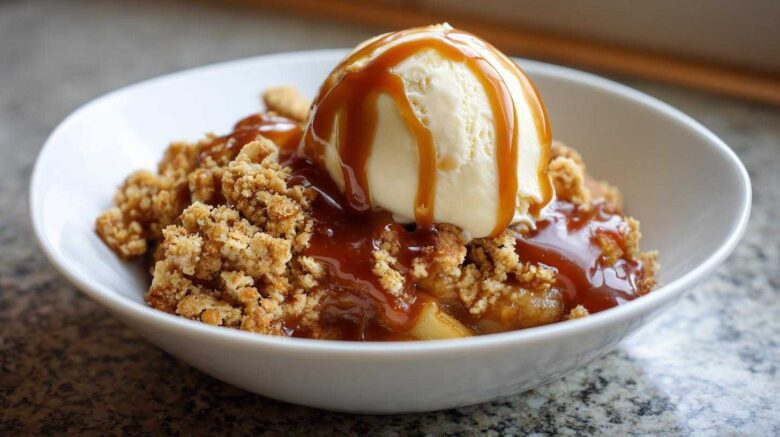 Caramel Apple Crisp with Ice Cream