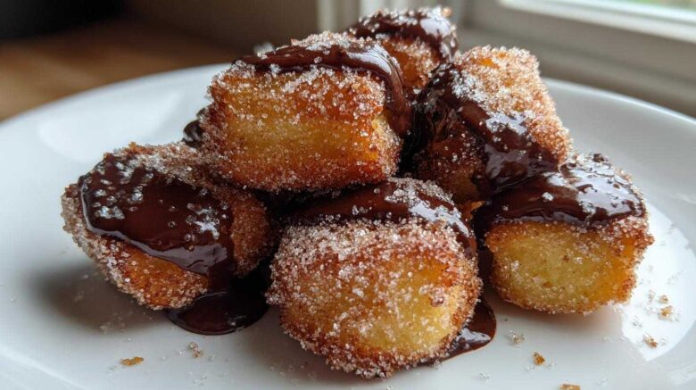 Chocolate-Dipped Churro Bites (Baked, Not Fried)